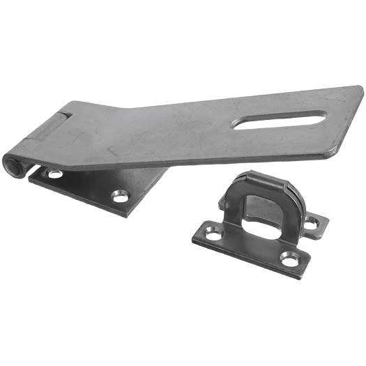 Zinc-plated steel non-swivel safety hasp and staple for secure door and gate hardware under $50 collections