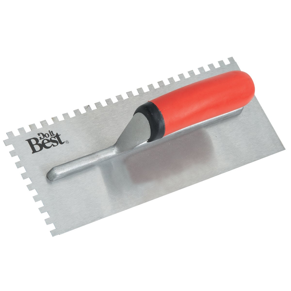 Steel notched trowel with orange ergonomic handle for flooring tools and gardening supplies under $50 collections