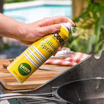 Yellow 8 oz grilling spray can with mesquite flavor for non-stick cooking in kitchenware and Lodge Cast Iron collections