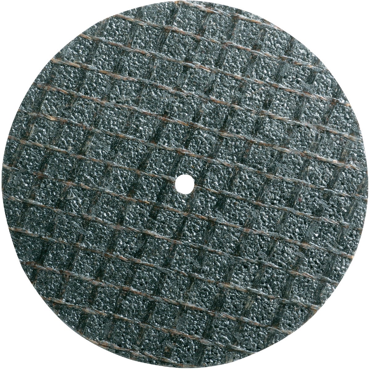 Black fiberglass reinforced cut-off wheel with textured surface for rotary tool accessories and home improvement tools collection