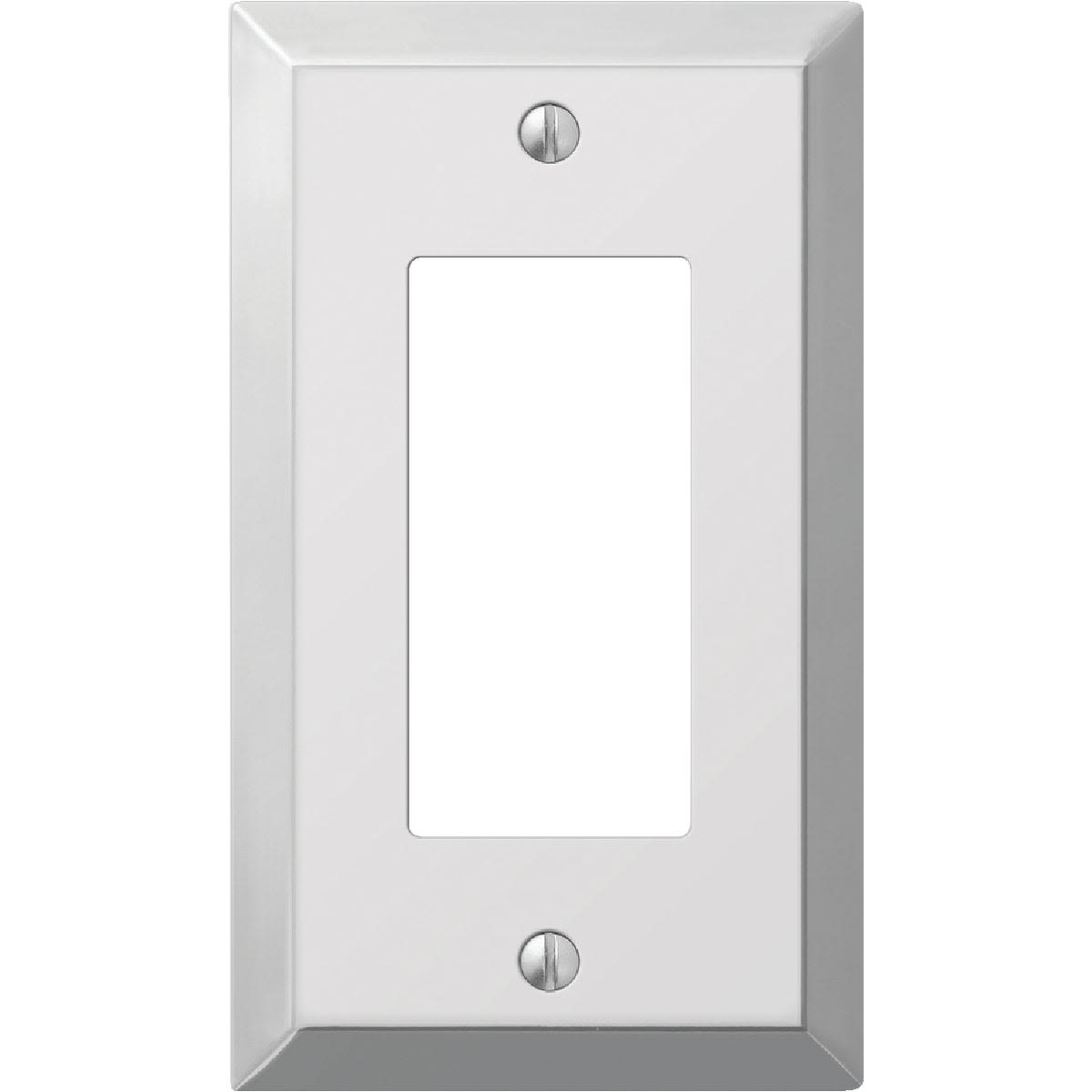 Polished chrome decorator wall plate with stamped steel construction and 1-gang rocker opening for home improvement use