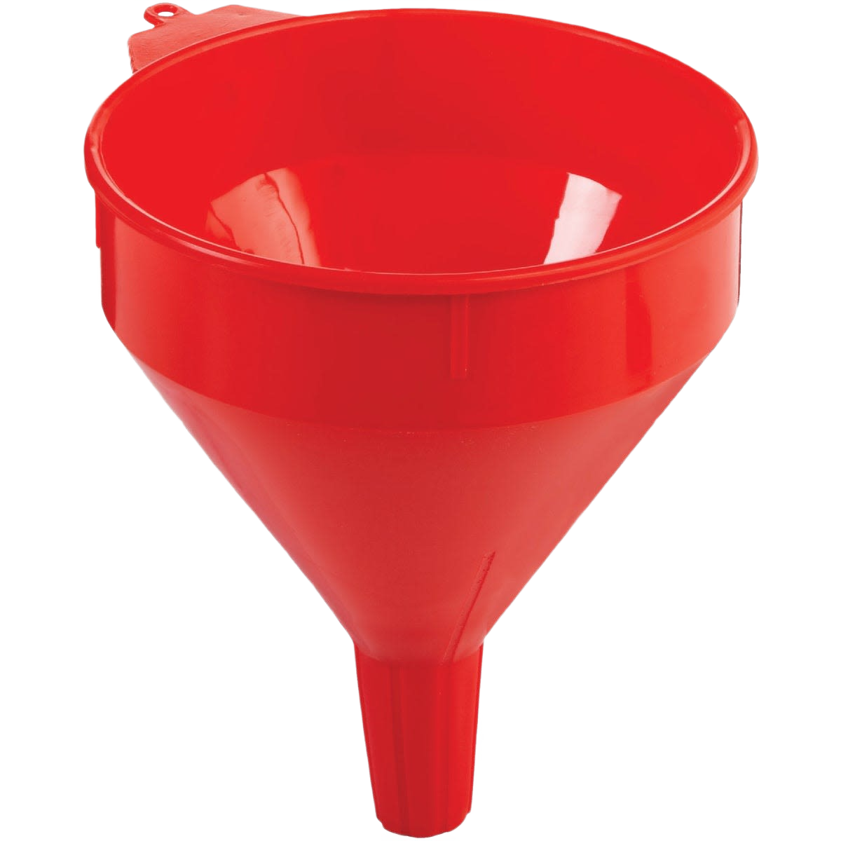 Red plastic funnel designed for efficient liquid transfer in tools and home improvement tasks