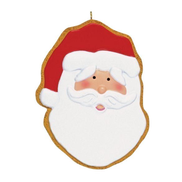 Santa face cookie ornament with glitter trim and red hat from Christmas Ornaments & Tree Decorations collection under $50