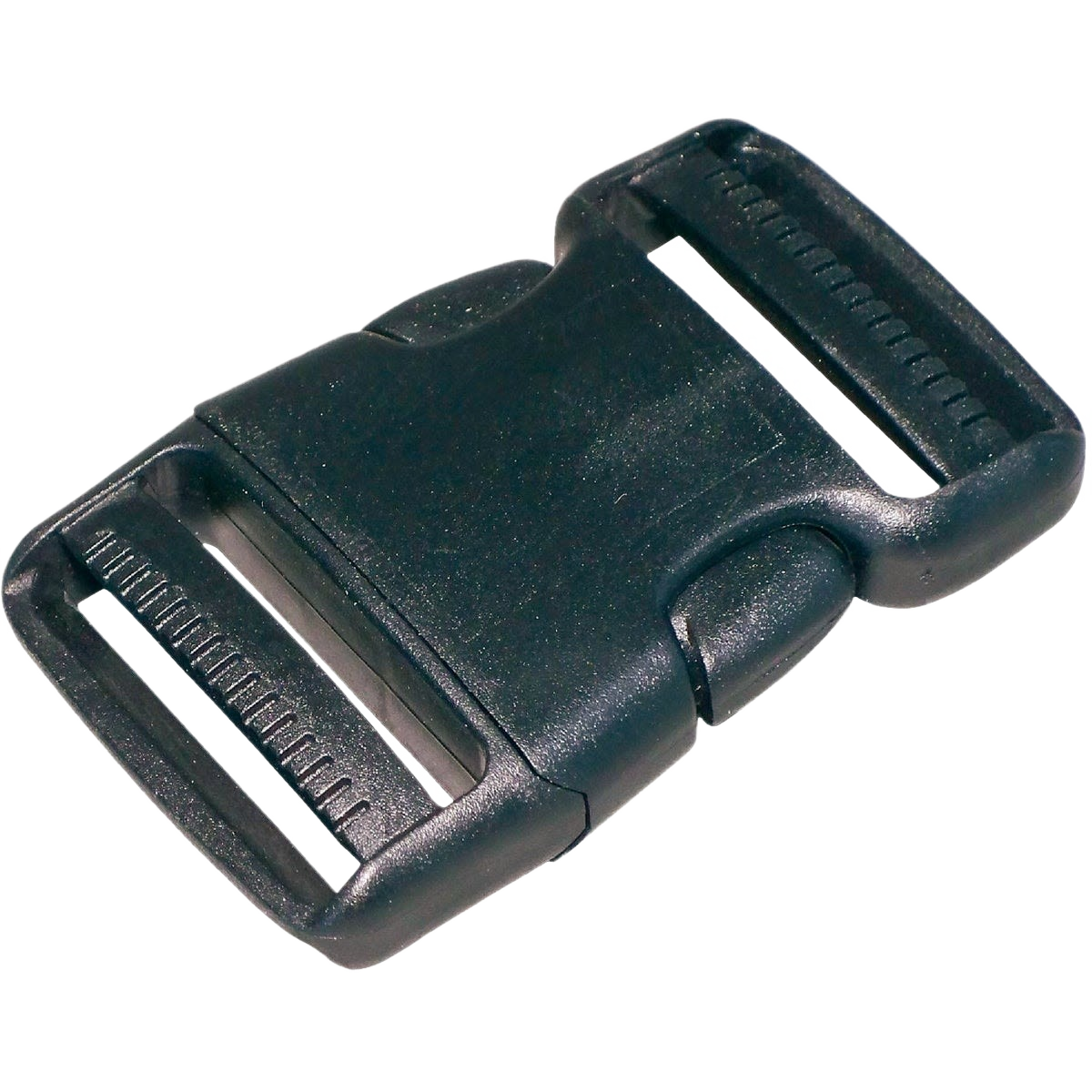 Black plastic side-release strap buckle for securing wide webbing, ideal for hardware and fastening under $50 collection