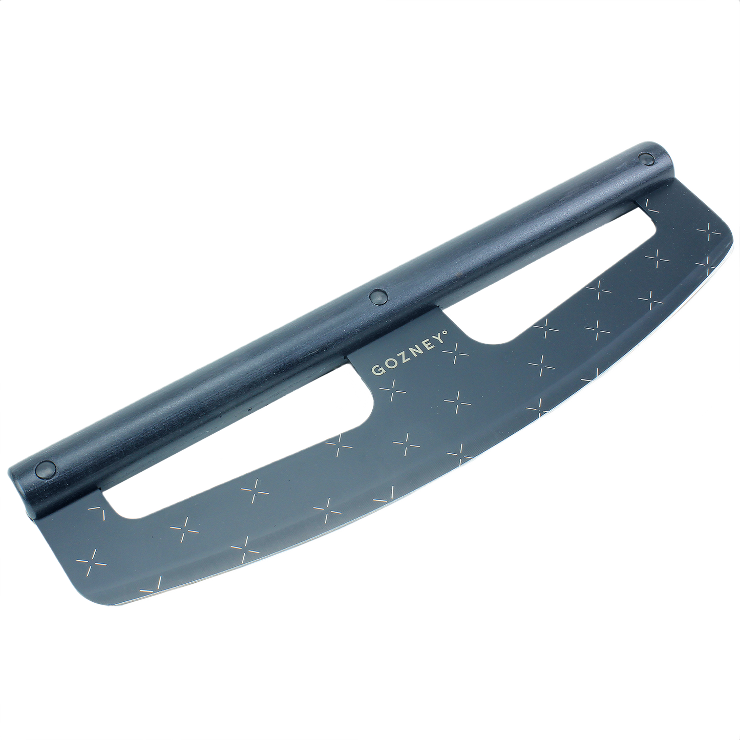 Black curved dough scraper with textured handle and etched pattern for grilling tools and outdoor living accessories under $100 collection