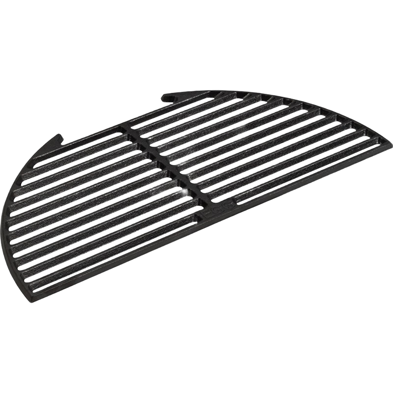 Half-sized cast iron grilling grid with durable black finish for outdoor cooking and Big Green Egg accessories collection