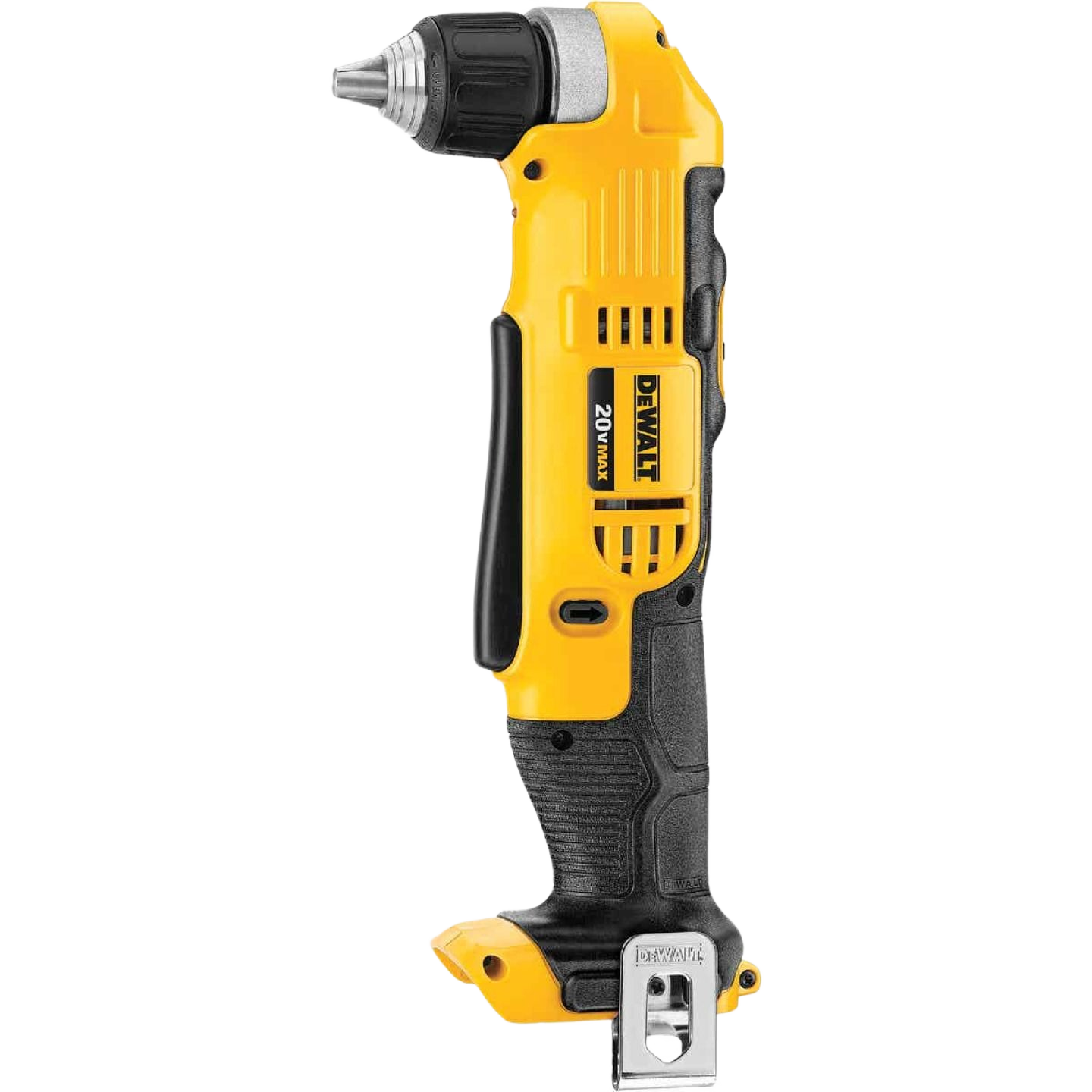 Yellow and black cordless right angle drill with compact design for tight spaces and home improvement tasks
