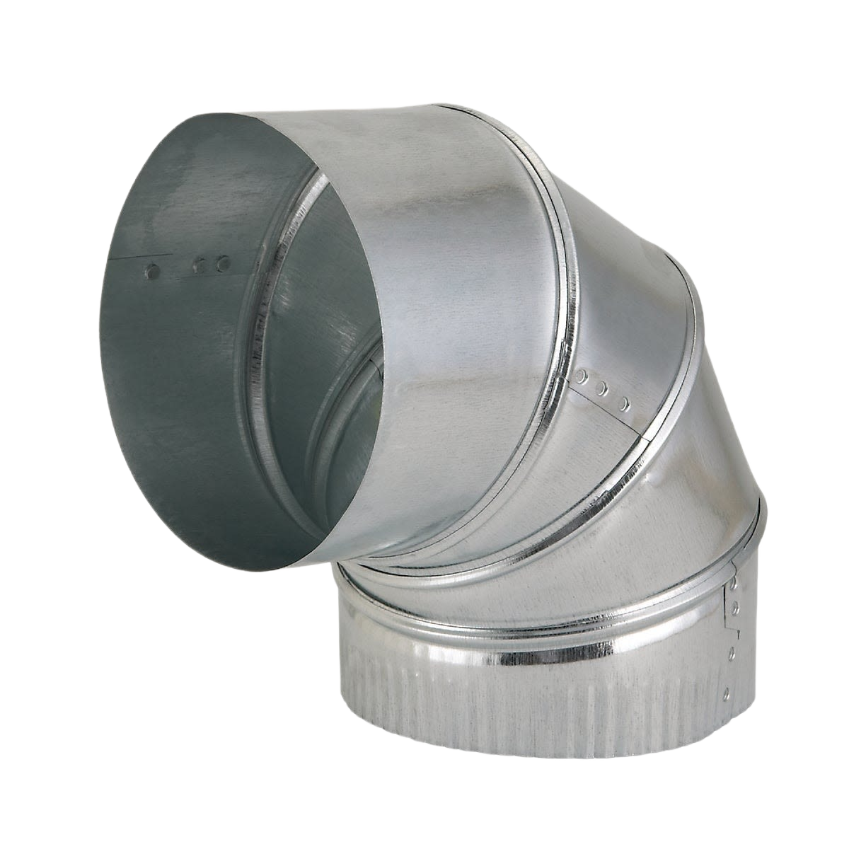Galvanized adjustable elbow with double seams for flexible ductwork connections in plumbing and home improvement collections