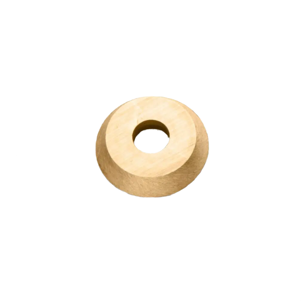 Brass round cutter blade insert with central hole for internal scraping in woodworking and home improvement tasks