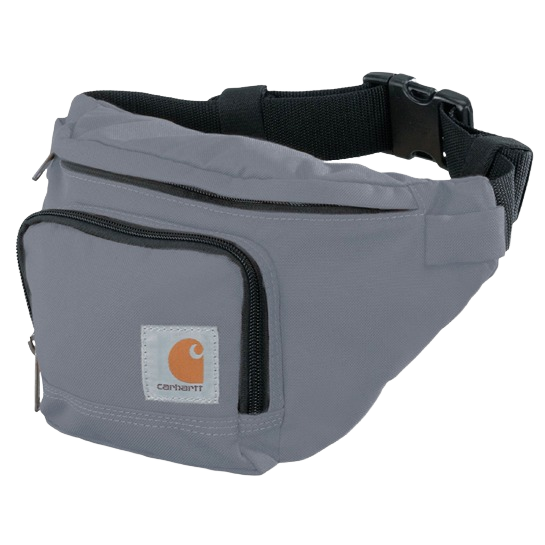 Gray fabric waist pack with zippered compartments and adjustable black strap for casual accessories under $50 collection