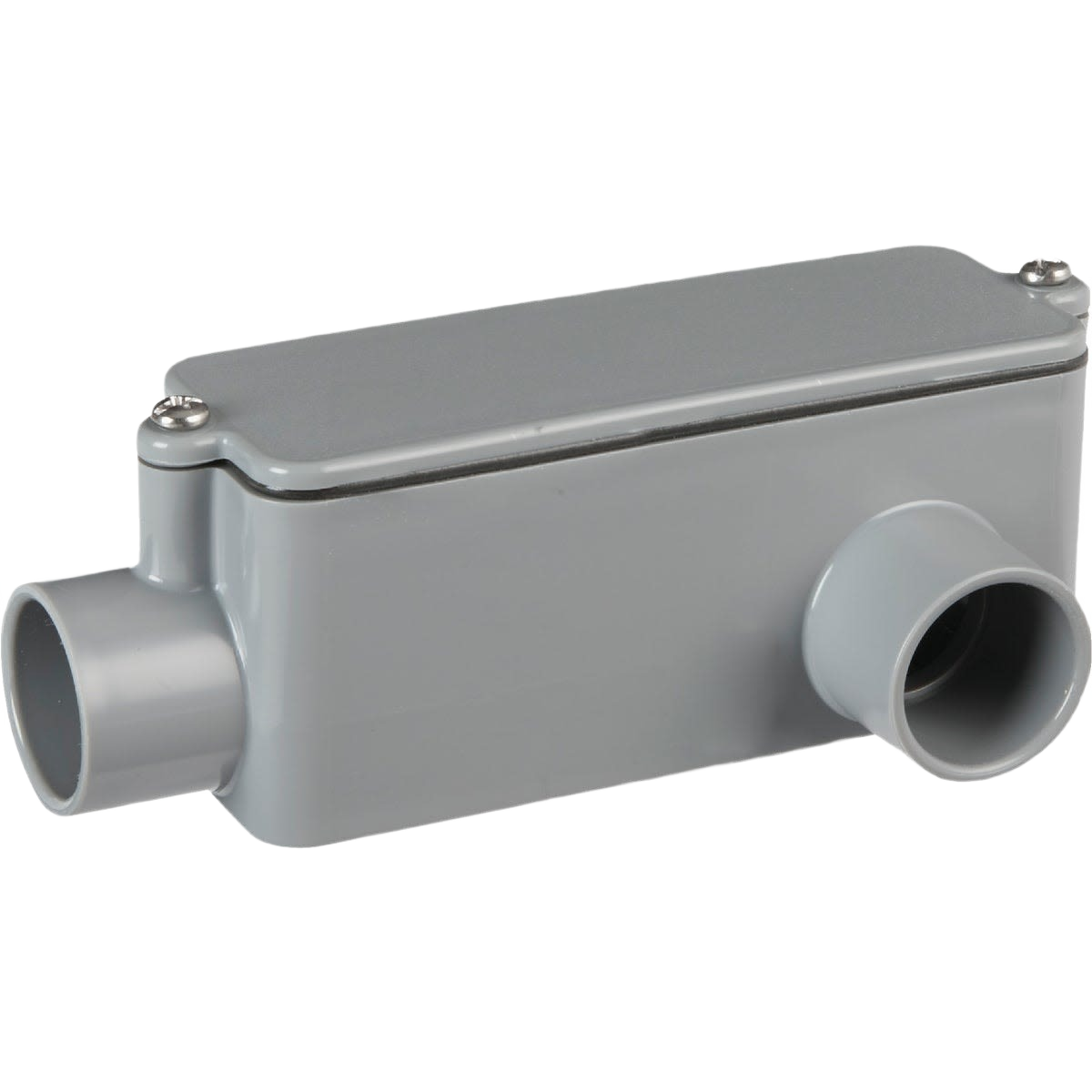 Gray PVC conduit access fitting with screws for electrical boxes in home improvement and electrical collections under $50