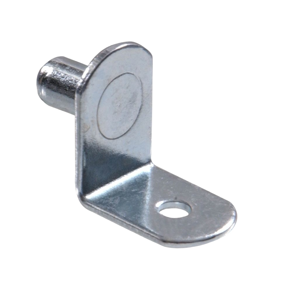 Zinc-plated steel shelf support bracket with peg, durable for adjustable shelving in storage and organization projects
