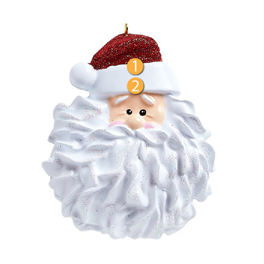 Santa face ornament with glittering white beard and red hat from Christmas Ornaments & Tree Decorations under $50 collection