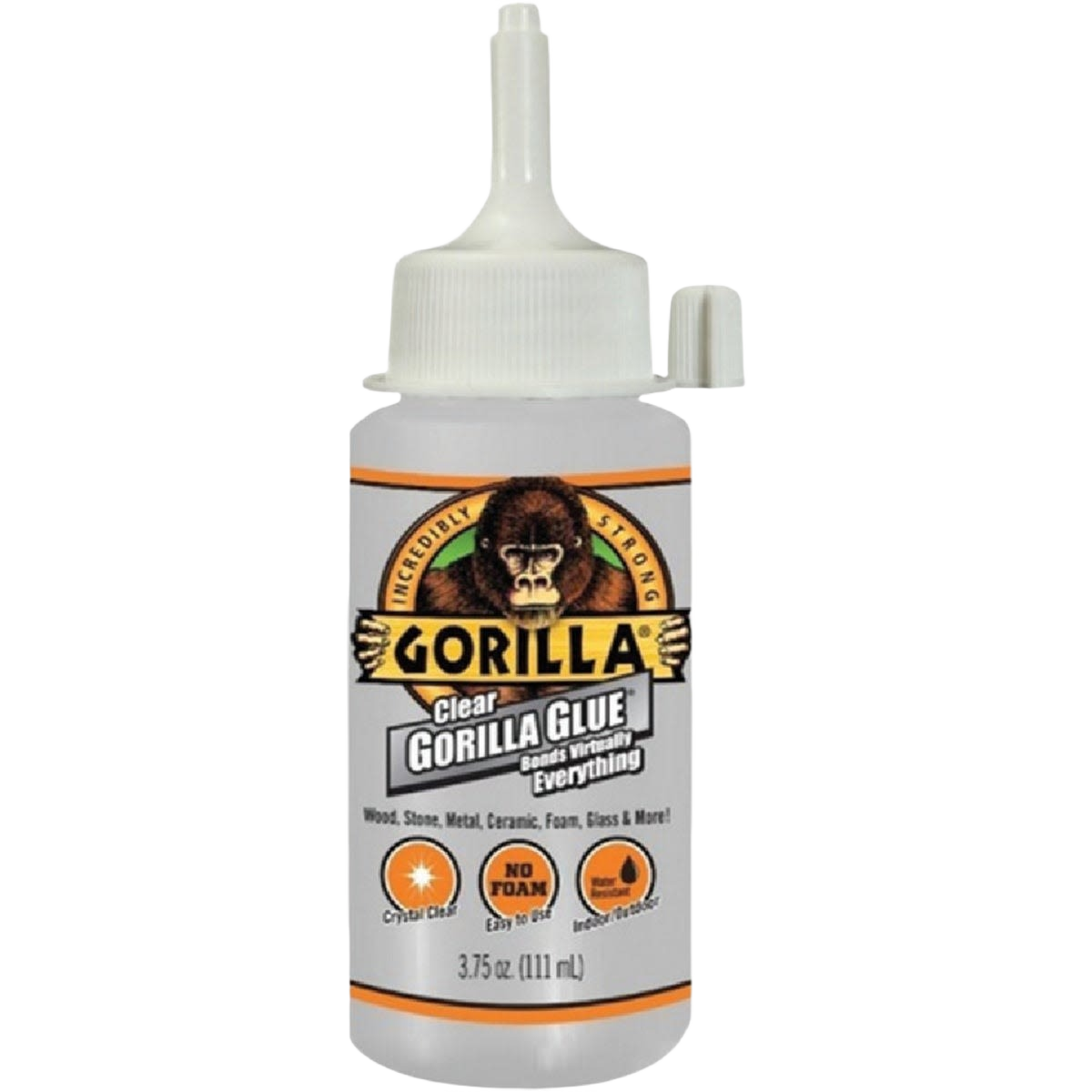 Clear adhesive glue bottle with precision tip for strong, flexible bonding in home improvement and glue supplies collections