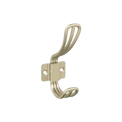 Two prong decorative wall hook in golden champagne finish for bathroom and storage organization accessories