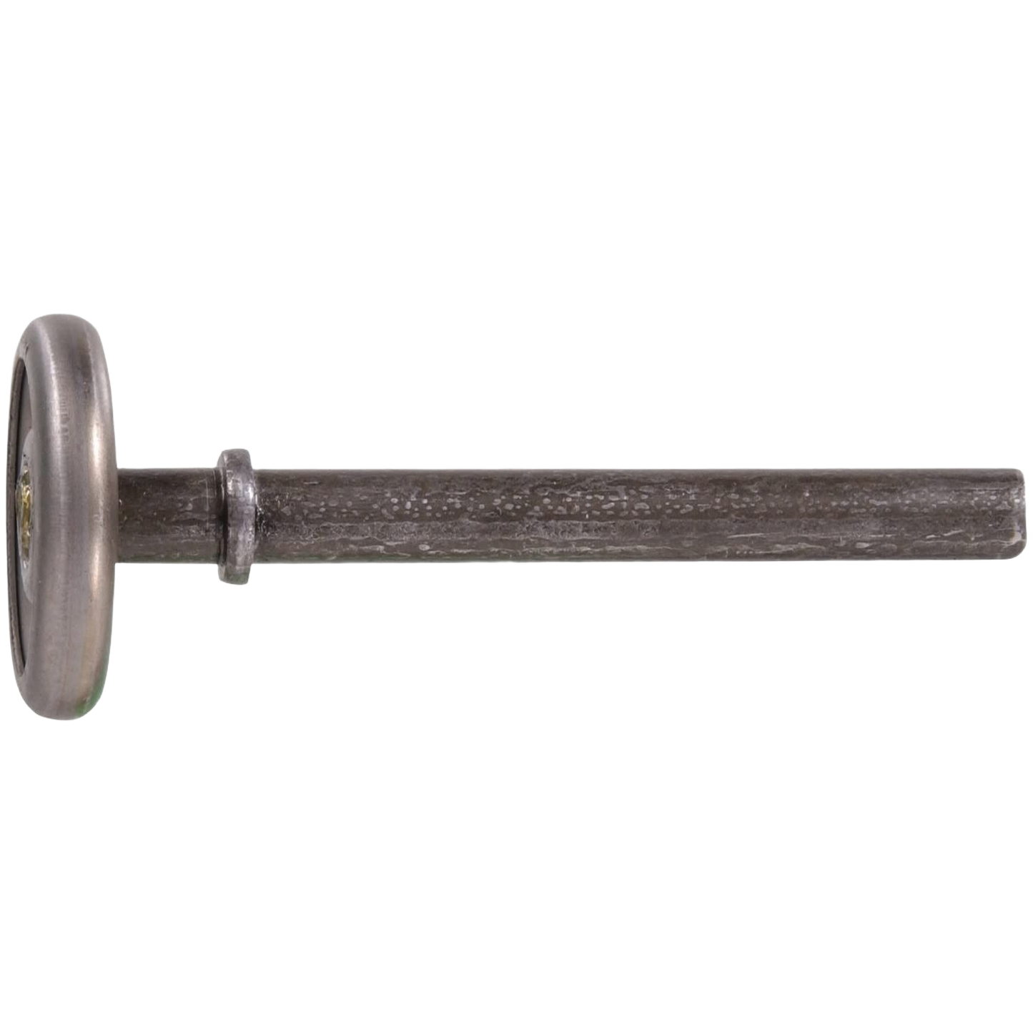 Steel wheel roller with long shaft designed for residential door use in home improvement projects.