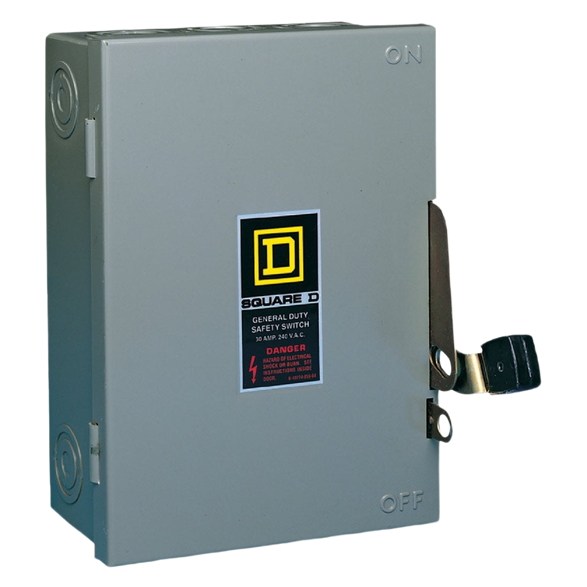 Gray fusible safety switch with metal handle for electrical breakers in home improvement and under $100 collections