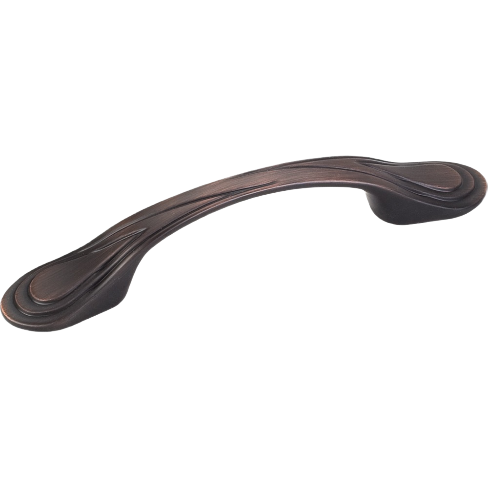 Brushed oil rubbed bronze 3-inch cabinet pull with elegant curved design in hardware and furniture accessories collection