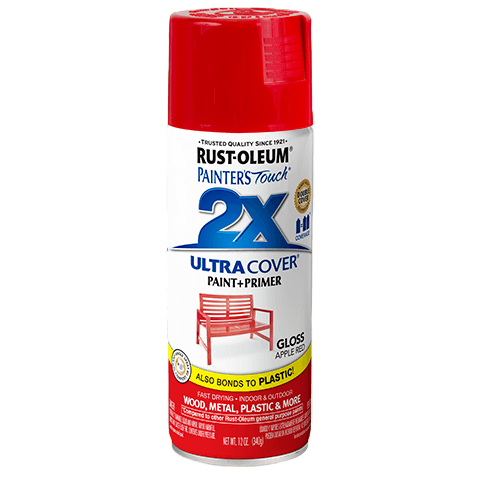 Glossy apple red spray paint with primer for wood, metal, plastic, in Spray Paint and Home Improvement collections