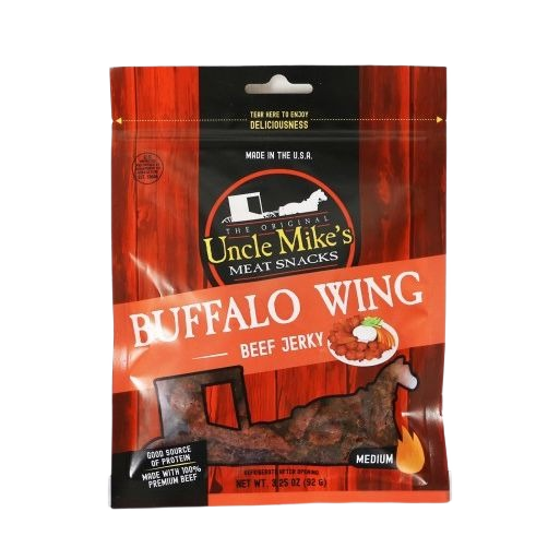 Package of Uncle Mike’s Buffalo Wing flavored beef jerky from Chips & Snacks and Food & Beverage collections