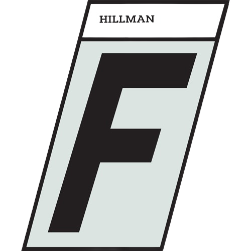 Black reflective angle-cut sticker letter F with silver backing for home improvement labeling and identification tasks