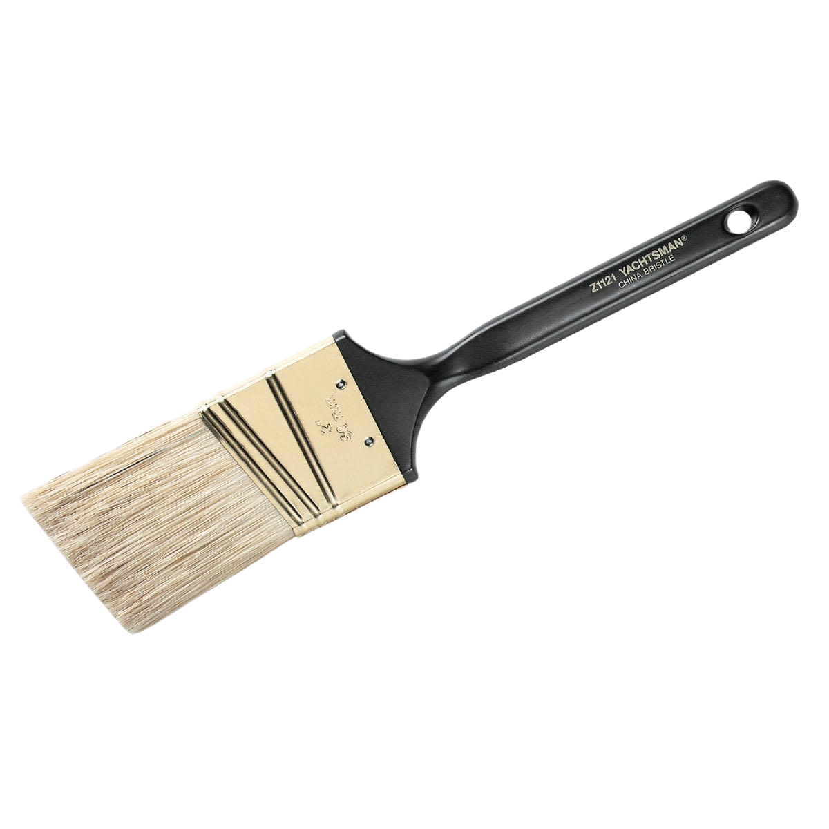 Angle sash paint brush with black handle and synthetic bristles for precise home improvement painting tasks