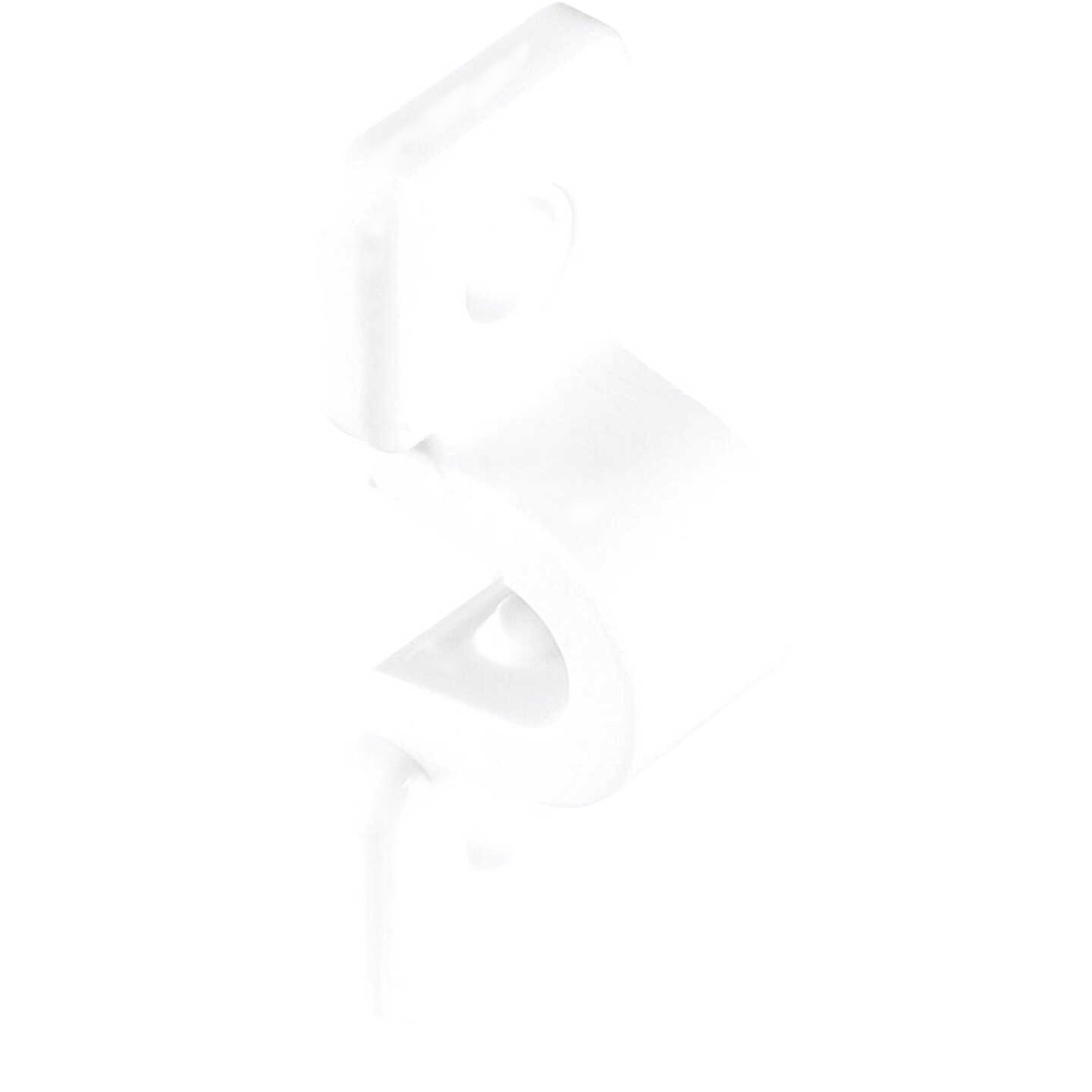 White plastic mount clip for securing wire shelving with durable support in storage and shelving accessory collections under $50