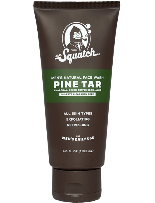 Tube of men's natural pine tar face wash with charcoal and aloe in health and beauty and men's grooming collections