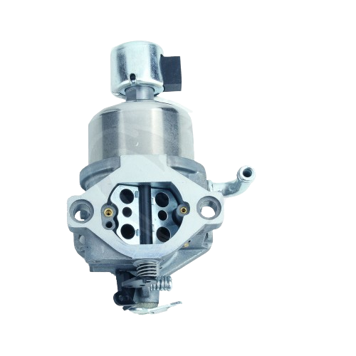 Metal carburetor component with multiple openings and mounting points for small engine fuel delivery systems