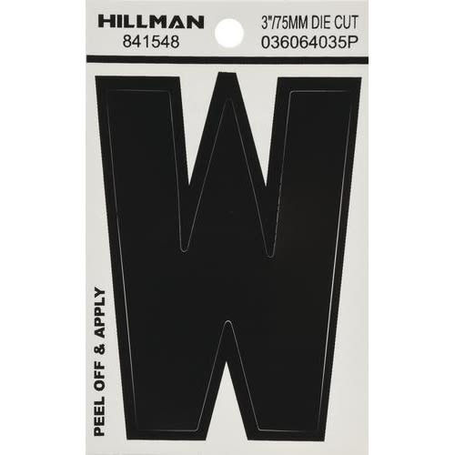 Hillman 3 in. Black Vinyl Die Cut Peel Off Sticker Letter W