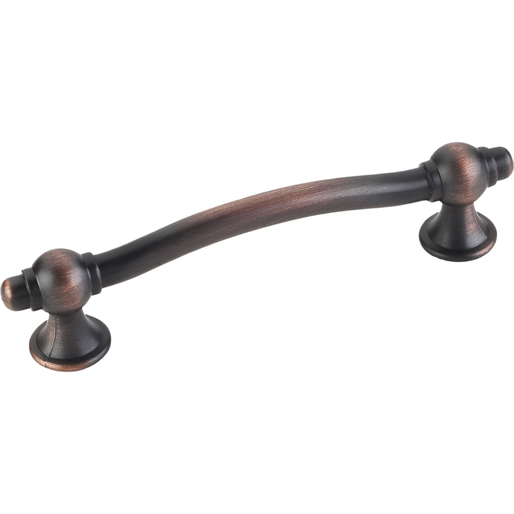 Brushed oil rubbed bronze cabinet pull with curved design for hardware and furniture accessories use in home improvement.