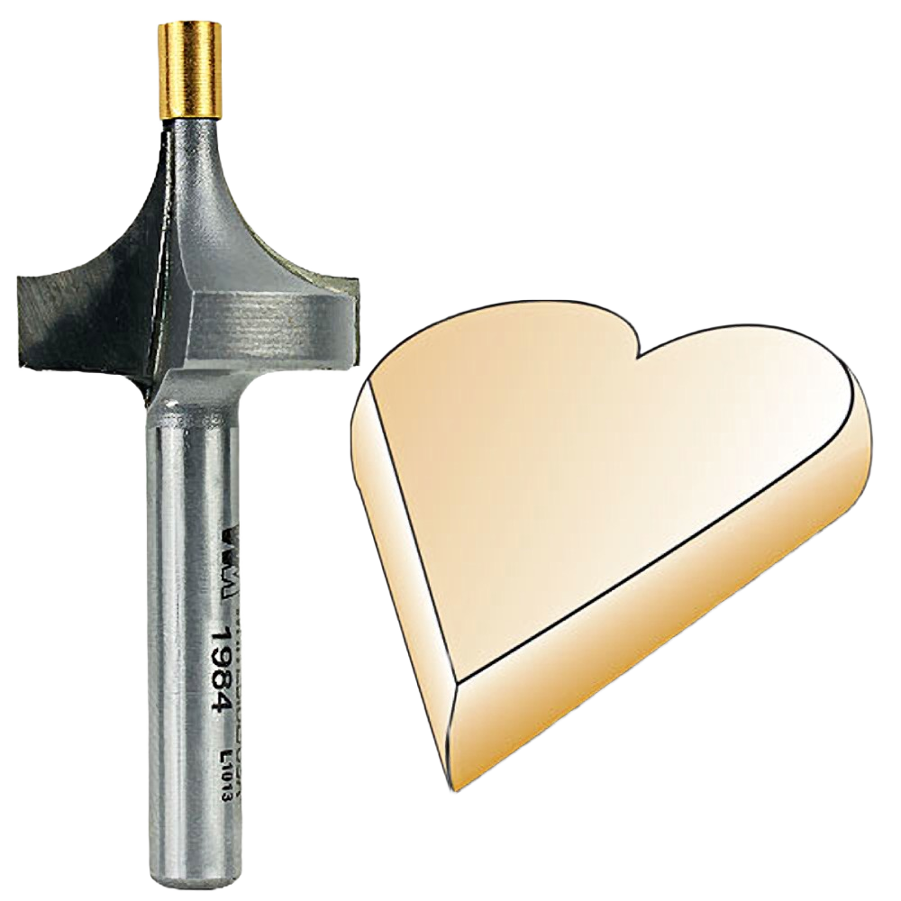 Small pilot roundover bit with brass tip for detailed edge rounding in tool accessories and power tool collections
