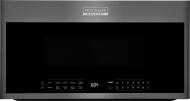 Stainless steel over-the-range microwave with digital sensor cook controls in modern kitchen appliances collection