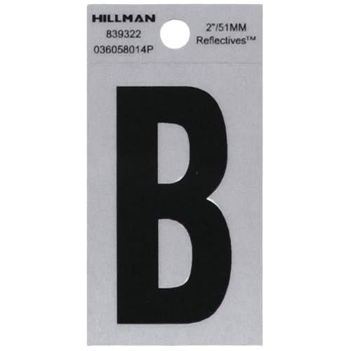 Black reflective Mylar square cut letter B sticker for hardware and home improvement projects under $50 collection
