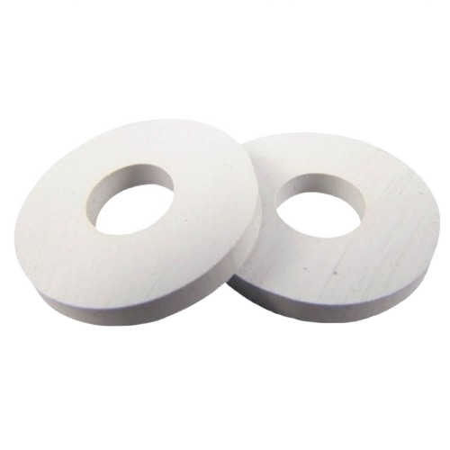 Pair of white metal hinge washers for toilet seat installation and repair in bathroom plumbing parts under $50 collection