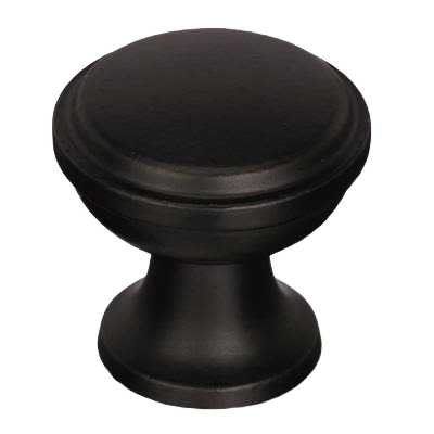 Black bronze cabinet knob with rounded top and classic modern design for furniture hardware and home improvement projects
