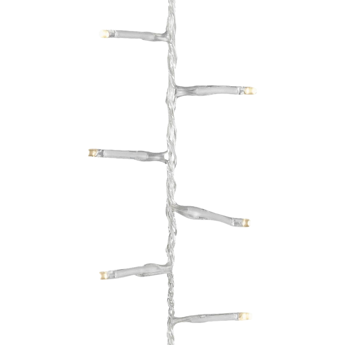 Section of warm white LED string lights with transparent wire for indoor and outdoor Christmas decoration under $100