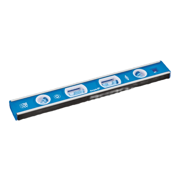 Blue aluminum torpedo level with multiple vial windows for precise measuring in woodworking and hand tools collections