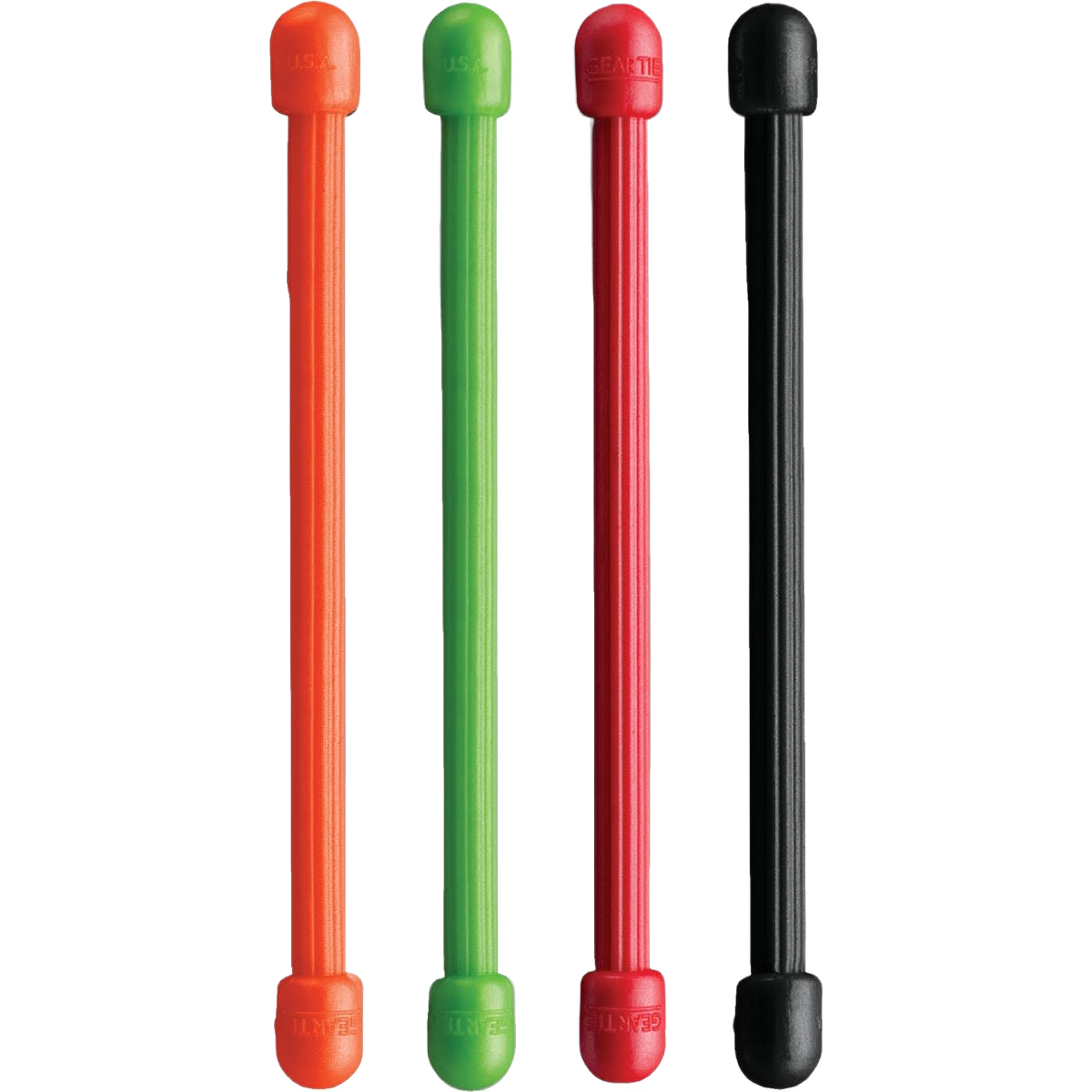 Set of four reusable rubber twist ties in assorted colors for organizing tools and electrical cables under $50