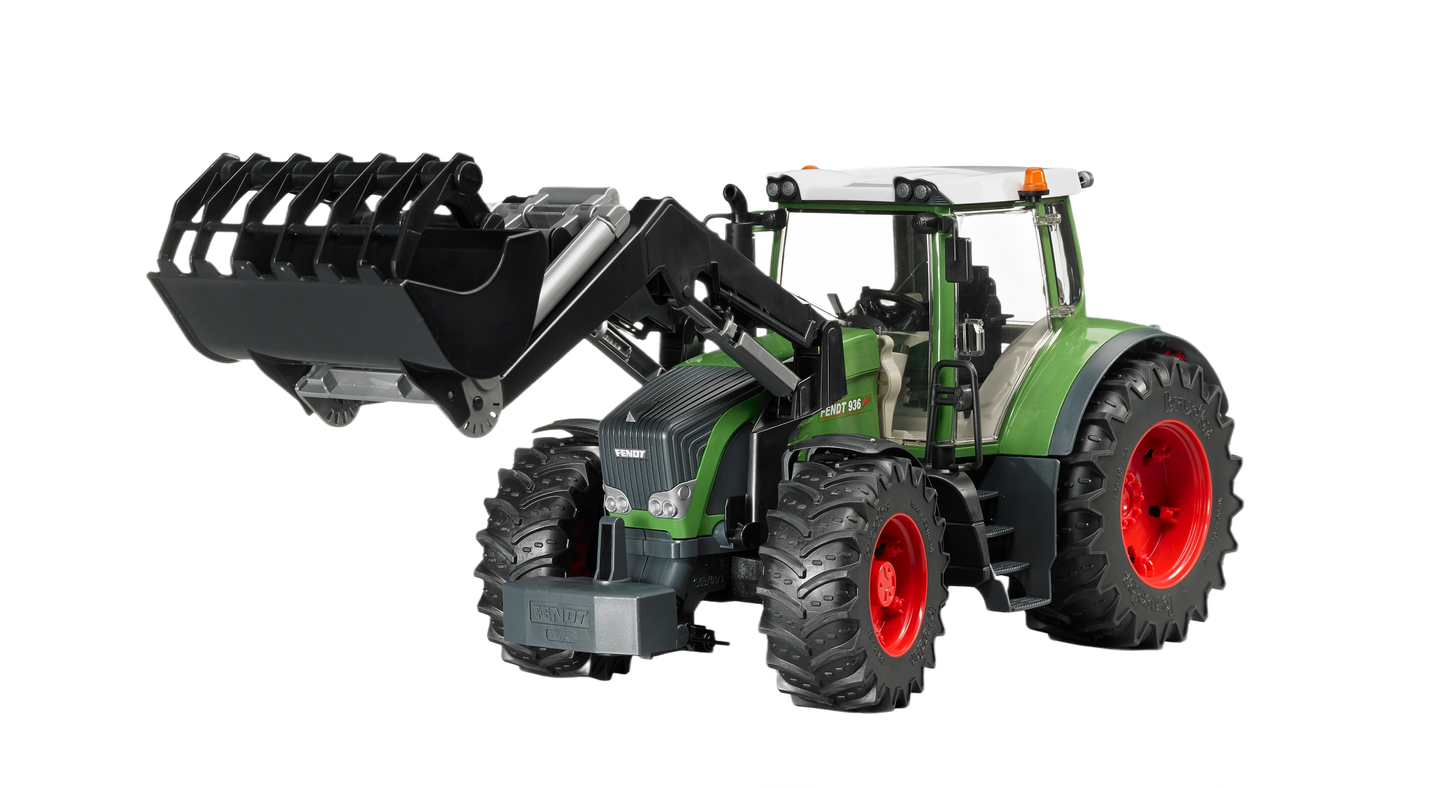 Green and red Bruder toy tractor with front loader in Vehicles & Remote Controlled Toys and Bruder Toys collections