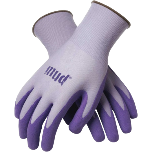 Pair of large women's garden gloves in nylon with purple nitrile coating for safety and work tasks under $50 collection