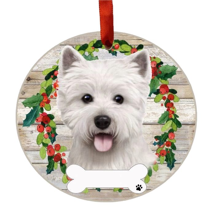 E&S Pets Personalized Westie Face Wreath Ornament