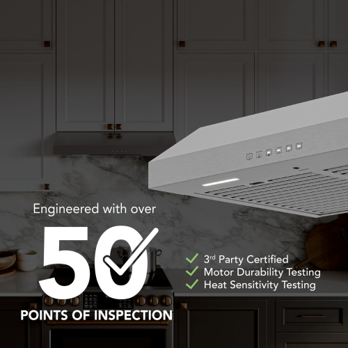 36" Under-Cabinet Range Hood, 490 MAX Blower CFM 1.0 Sones, 3 Speed