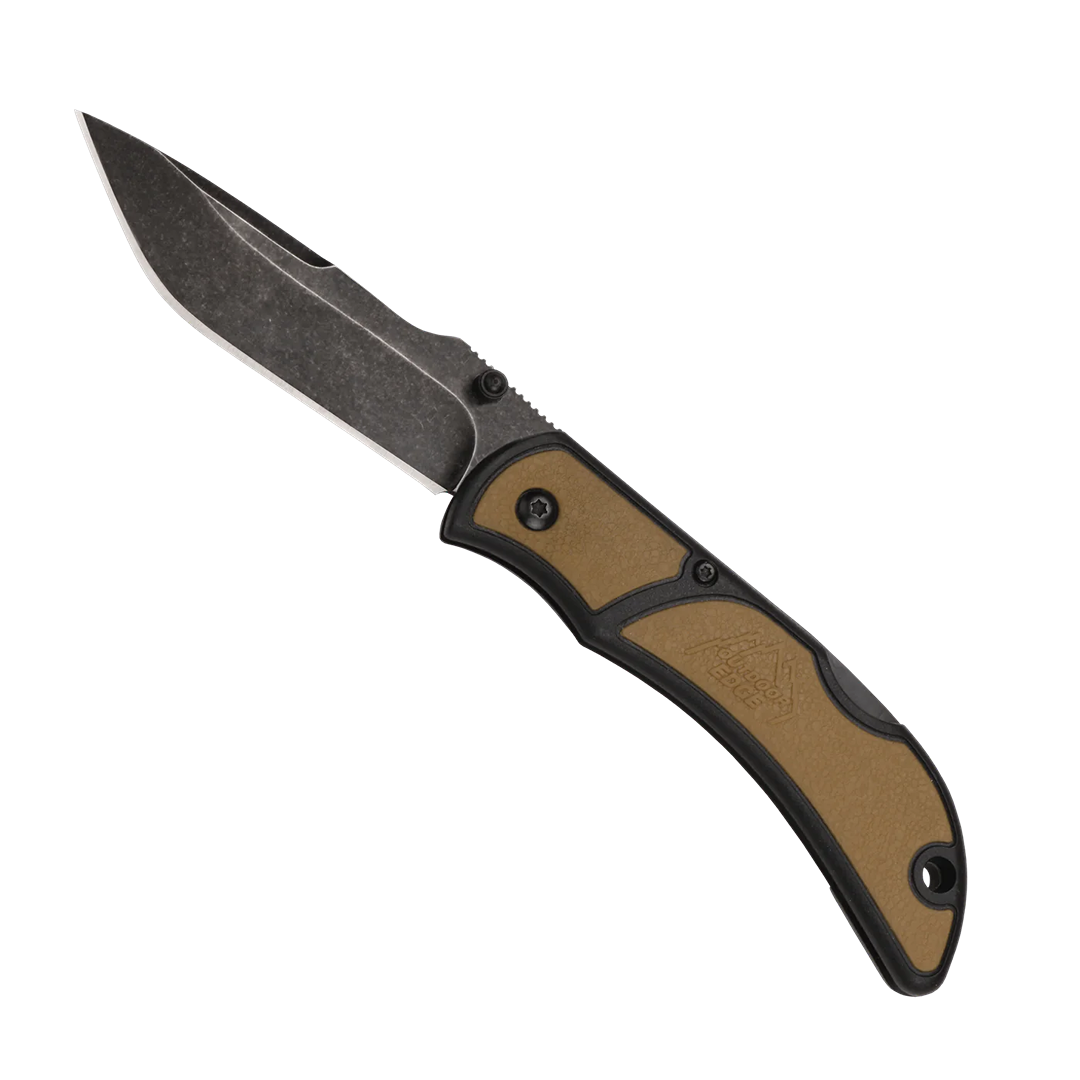 Folding knife with heat-treated stainless steel blade and brown handle for cutting tools and hand tool collections under $50