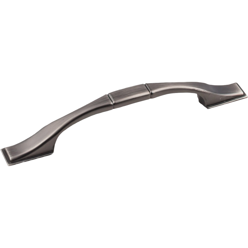 Curved cabinet pull with brushed pewter finish, designed for furniture hardware and home improvement projects under $50