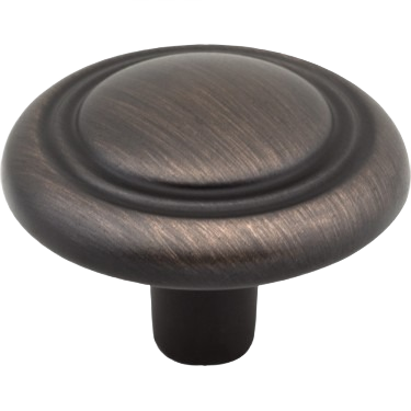 Brushed oil rubbed bronze cabinet knob with stacked ring design for home improvement and furniture hardware collections under $50