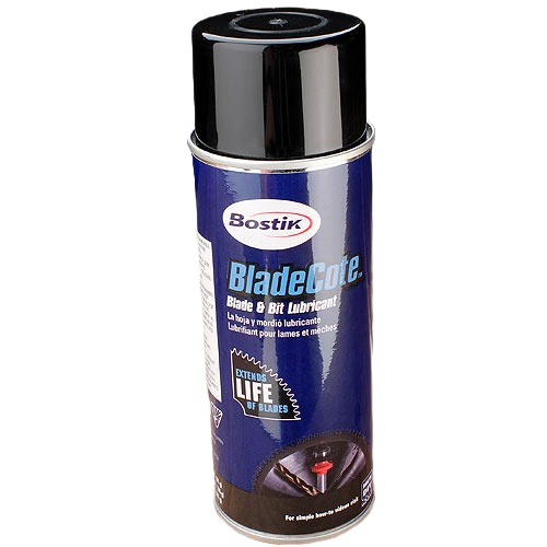 Blue aerosol can of Bladecote bit and blade lubricant for woodworking tool accessories under $50.