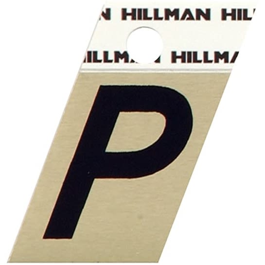 Black bold letter P sticker with gold aluminum backing for home improvement labeling and organization tasks