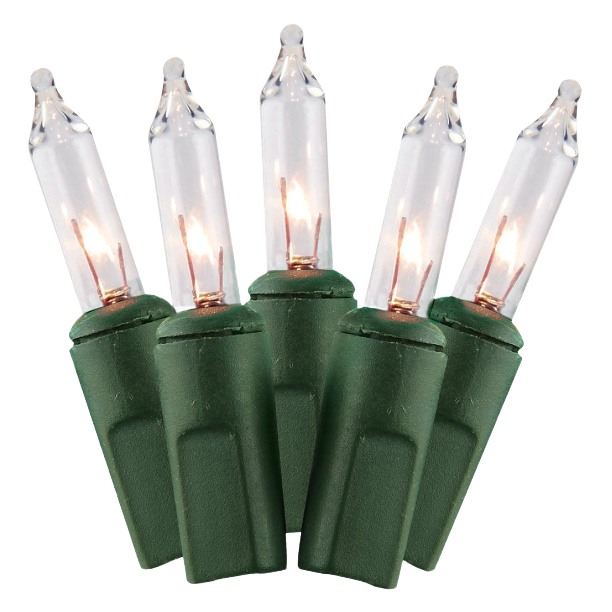 Mini incandescent Christmas lights with green bases for holiday decorating and festive lighting under $25 collection