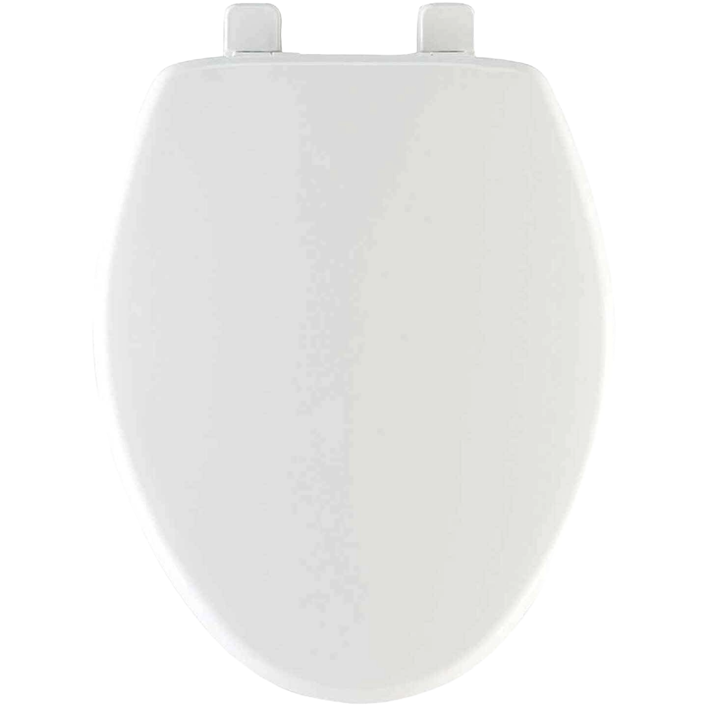 White elongated slow-close toilet seat with closed front, designed for bathroom and toilet seat collections under $50 and $100